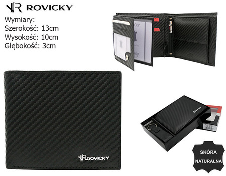 Gift set: a men's wallet made of genuine leather and a keychain ROVICKY R-PK5-N992-7027 BLAC
