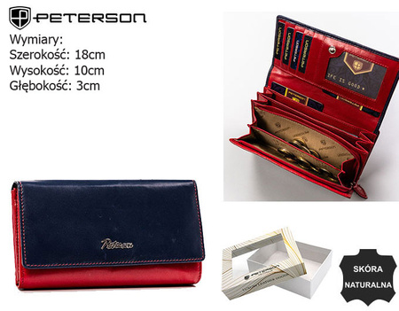 Portfel skórzany PTN KA-19 Navy+Red