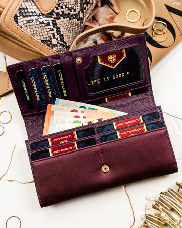 Portfel damski skóra naturalna+PU PTN PS122-HNL Purple 