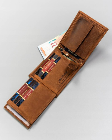 Leather wallet & keychain gift set PETERSON PTN SET-M-N992-CHM