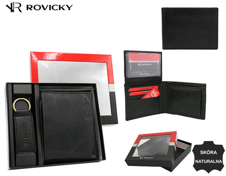 Men’s Gift Set: Leather Wallet and Keychain ROVICKY R-SET-M-N003-GVT