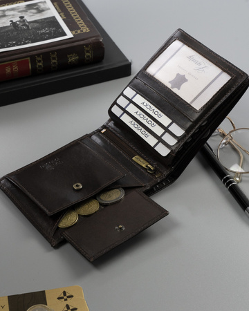 Portfel męski skórzany N01-RVT D.Brown