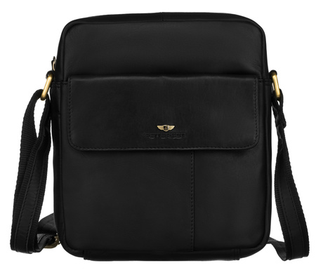 Men's natural leather shoulder bag PTN 719-OPU Black
