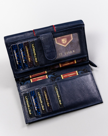 Portfel skórzany PTN KA-22 Navy+Red