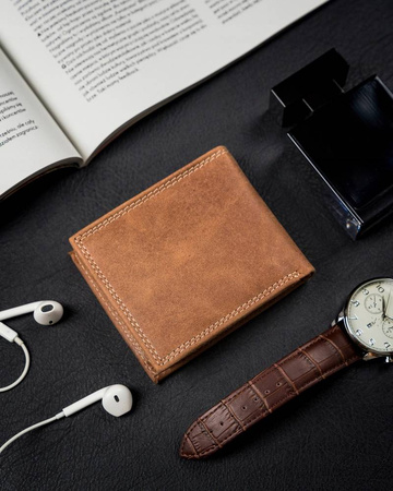 Portfel skórzany N0035-CHM Cognac
