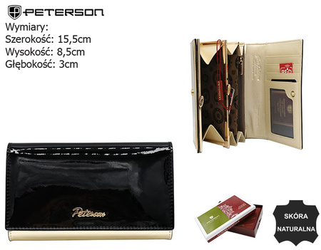 Portfel damski skórzany PTN 1N-466 Black+Gold
