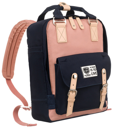 Plecak z poliestru PETERSON PTN 2023-7 Navy+Pink