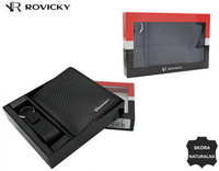 Wallet + Leather Keyring R-PK5-N4-7003 BLACK