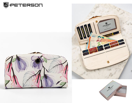 Portfel damski PU PTN 1841-F8 Beige Flower 01