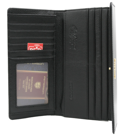 Portfel damski skórzany PTN LJ-415 Black+Gold