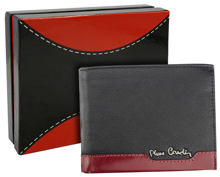 Portfel męski skórzany 8804 TILAK37 Czarny+Czerwony