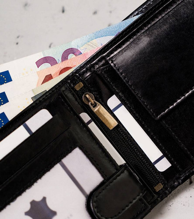 Men's leather wallet PTN N992-VTP BL-RED