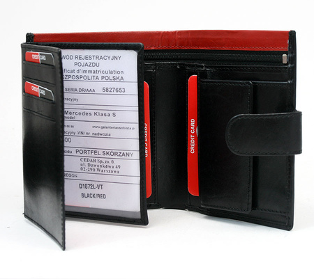 D1072L-VT BLACK-RED RFID men's leather wallet