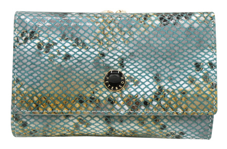 Portfel damski z egzotycznym wzorem ze skóry naturalnej PETERSON PTN 42108-SFL Blue