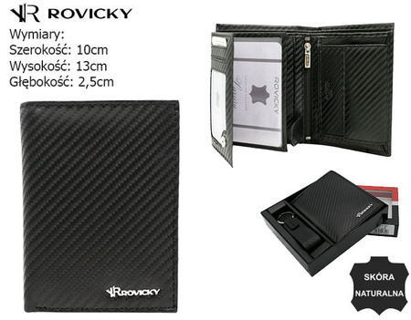 Zestaw prezentowy męski:  skórzany portfel + brelok ROVICKY R-PK5-N4-7003 BLACK