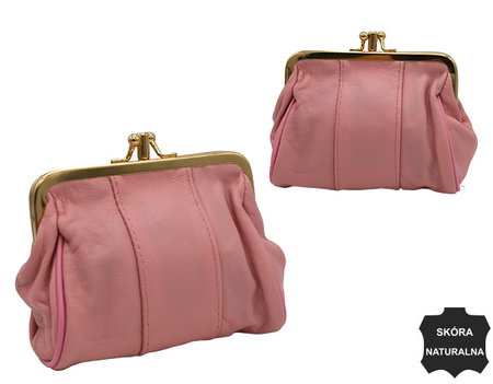 Portmonetka damska skórzana vintage 665 Pink No Logo