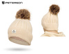 Insulated Women's Hat with Detachable Pom-Pom PETERSON PTN HAT-09 Beige