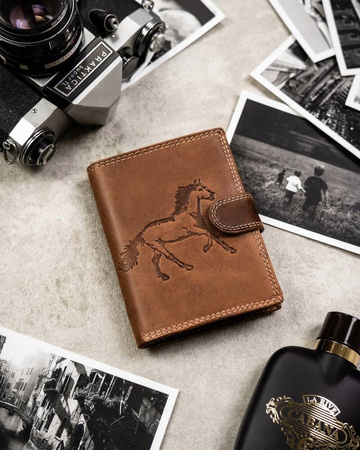Leather wallet with an embossed image of a horse RFID ALWAYS WILD N4L-CHM