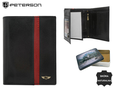 Men's leather wallet PTN N4-VTP BL-RED