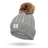 Ocieplana czapka damska z odpinanym pomponem Peterson PTN HAT-09 Grey