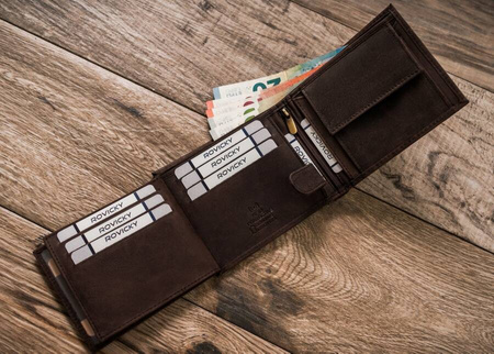 Portfel skórzany męski z wizerunkiem psa obronnego N992-CHM-DOG-2 BROWN