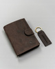Men’s Gift Set: Nubuck Leather Wallet and Keychain PETERSON PTN SET-M-N4L-CHM