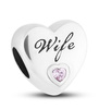 Silver heart-shaped charm Wife by Peterson CHP-014