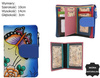 Hand-painted women's wallet made of genuine leather with butterfly and floral motifs N14-SPW BFT Blue No Logo