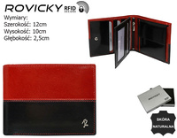 Portfel skórzany RFID ROVICKY N01-VT2 Black+Red