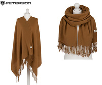 Large Women's Plaid Scarf with Fringes by Peterson SP100 Grey