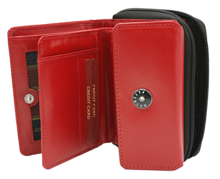 A horizontal women's wallet crafted from genuine leather PTN D17-NGV Red