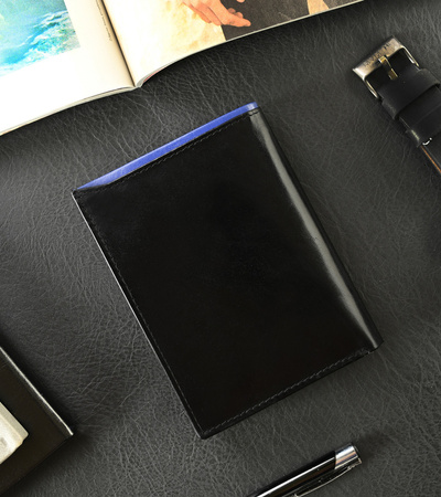 Portfel skórzany RFID RONALDO N104-VT Black+Blue