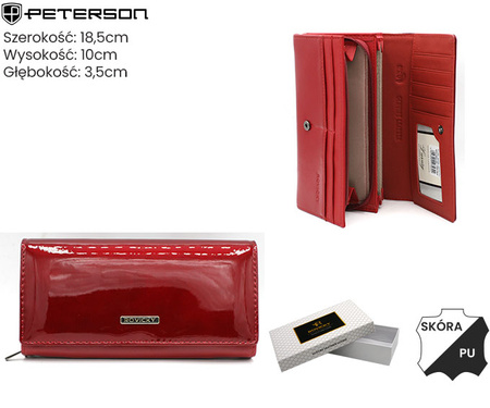 Portfel damski skóra+PU RPN-20A-LAK Red