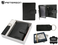Gift set: leather wallet and key ring PETERSON PTN SET-M-1549L-KCS
