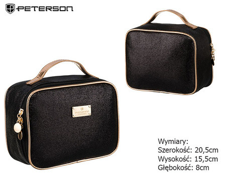 Kosmetyczka brokatowa z uchwytem PTN KOS-L03-B Black Peterson