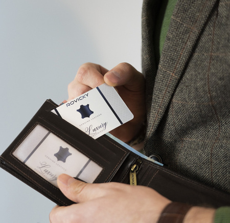 Portfel skórzany RFID ROVICKY N61-RVT D.Brown