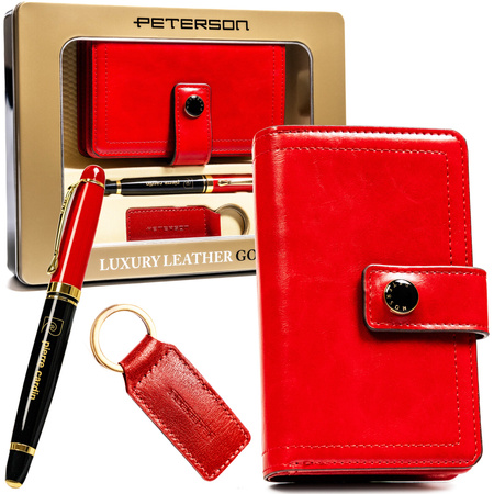 Damski zestaw prezentowy: portfel, długopis, brelok PTN ZDE-04 Red