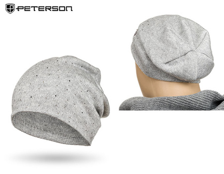 Women's Hat Decorated with Crystals PETERSON PTN HAT-05 Grey