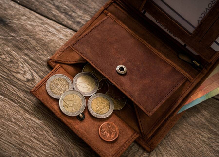 Portfel męski skórzany zdobiony grawerem psa RFID N4-CHM-DOG-1 Cognac