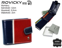 Portfel skórzany RFID ROVICKY 324L-RBA-D NAVY-RED