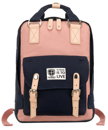 Plecak z poliestru PETERSON PTN 2023-7 Navy+Pink
