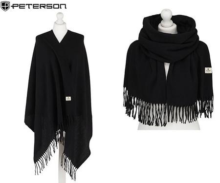 Large Women's Plaid Scarf with Fringes by Peterson SP100 Grey