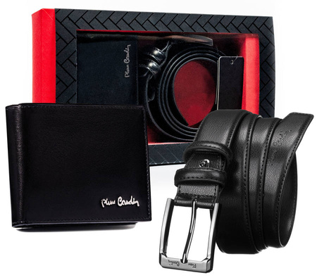 Gift Set of Genuine Leather: Wallet and Belt with Traditional Buckle - Pierre Cardin ZM-PC1