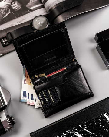 Men's leather wallet PTN N104-VTP BL-RED