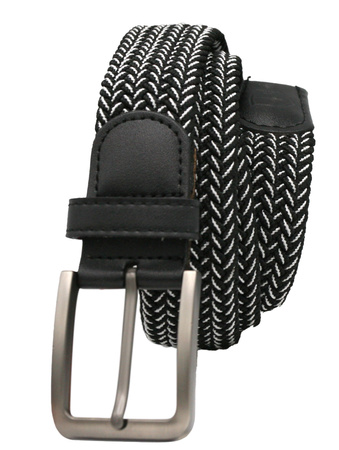 Pasek parciany z elementami skórzanymi PTN PAR-S-115 BW-BL