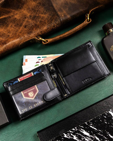 Gift set: natural leather wallet and leather keychain PETERSON PTN SET-M-N992-KCS