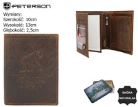Portfel skórzany RFID PETERSON PTN N4-BE-BEAR Brown