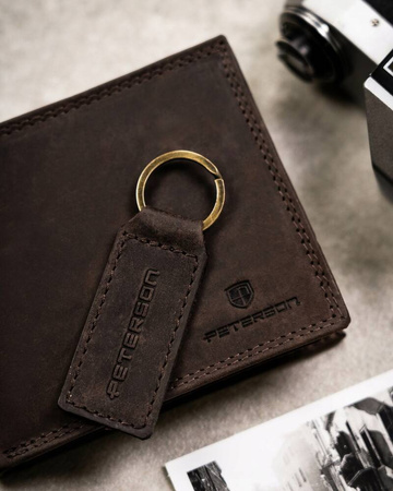 Leather wallet & key ring gift set PETERSON PTN SET-M-N994-CHM
