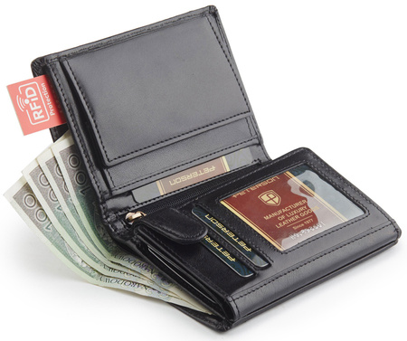 PETERSON PTN 324 2-1-1 BLACK RFID leather wallet