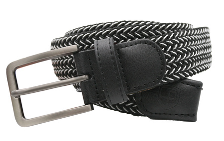 Pasek parciany z elementami skórzanymi PTN PAR-S-115 BW-BL